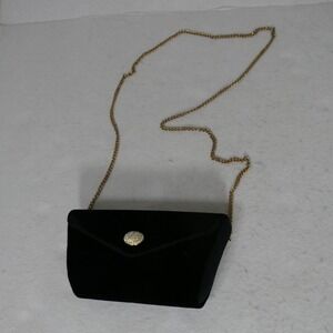 Accessory Lady‎ Womens Clutch S Black Vintage Velvet Rhinestone Glam Shoulder